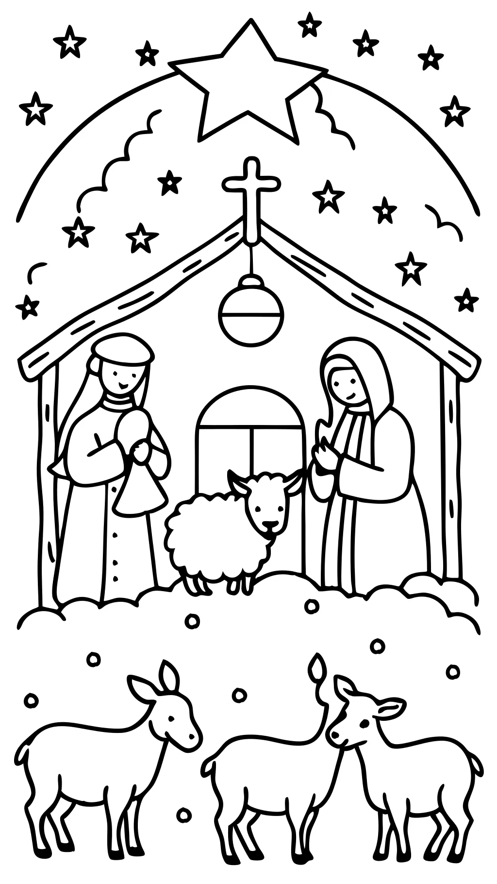 nativity scene coloring pages